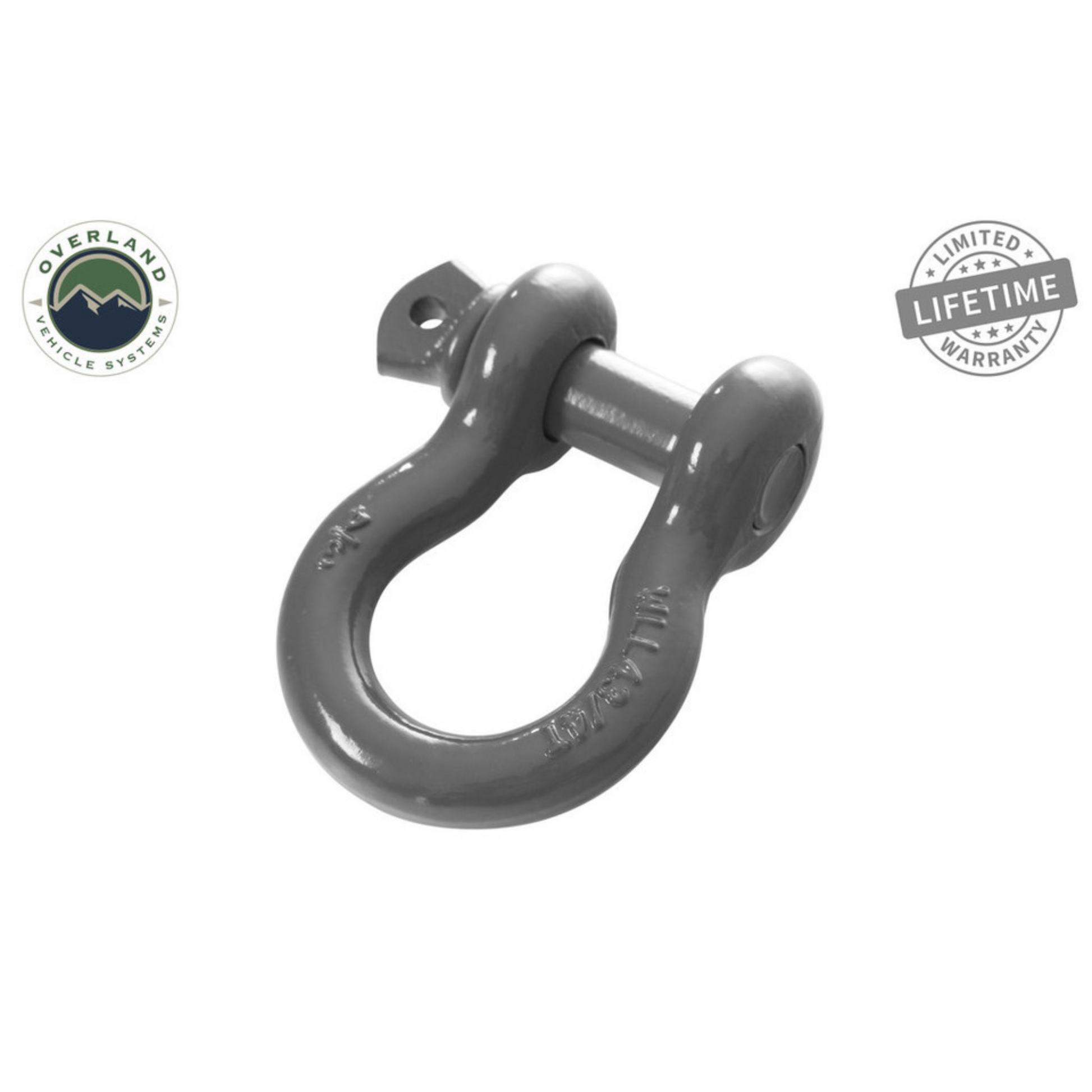 Heavy Duty 3/4" D-Ring Recovery Shackle - Grey Single D Ring