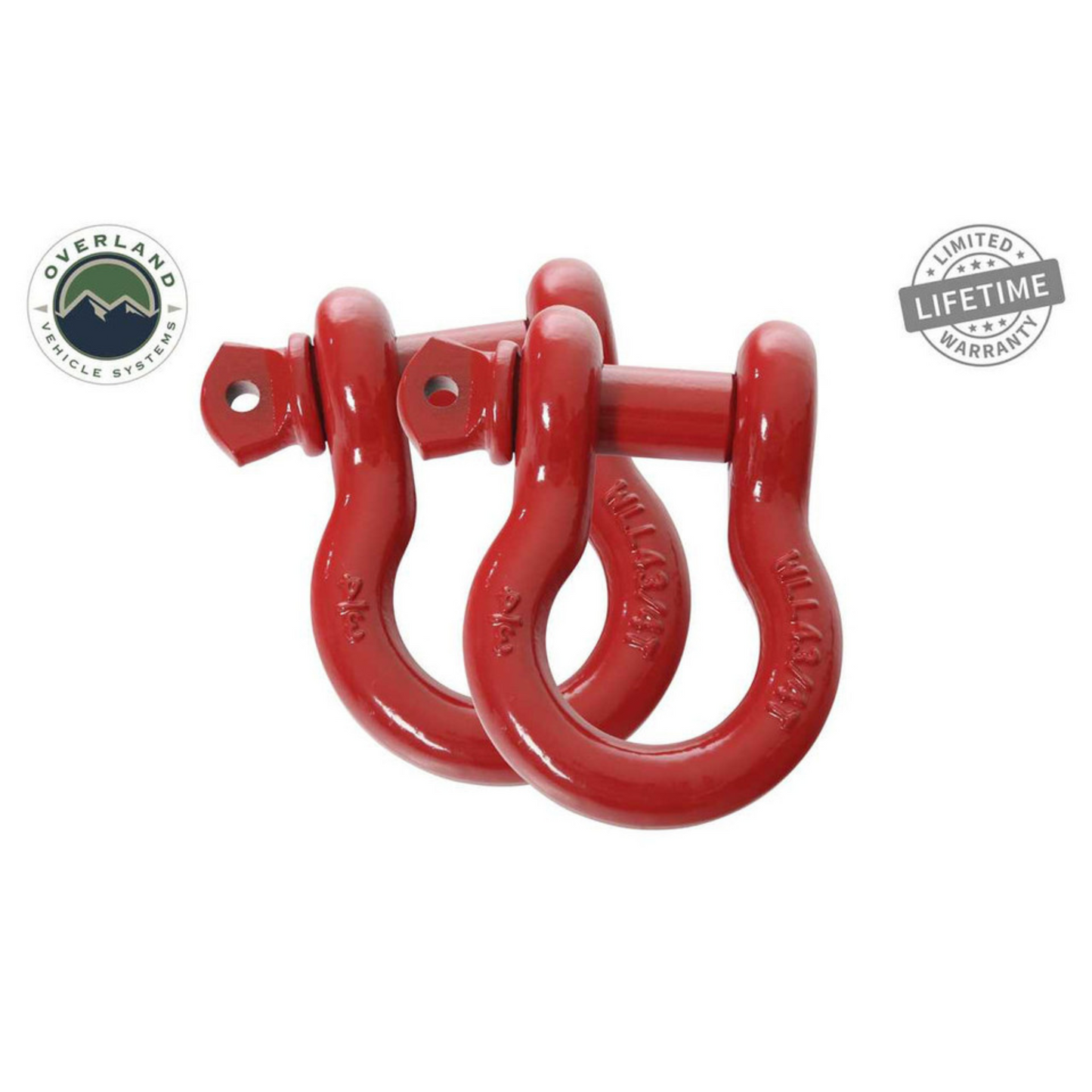 Heavy Duty 3/4" D-Ring Recovery Shackle - Red Pair